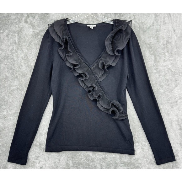 Cachet Sweaters - Vintage Cache Sweater Large Ruffle Dark Coquette Witchy 90s Whimsigoth Fitted